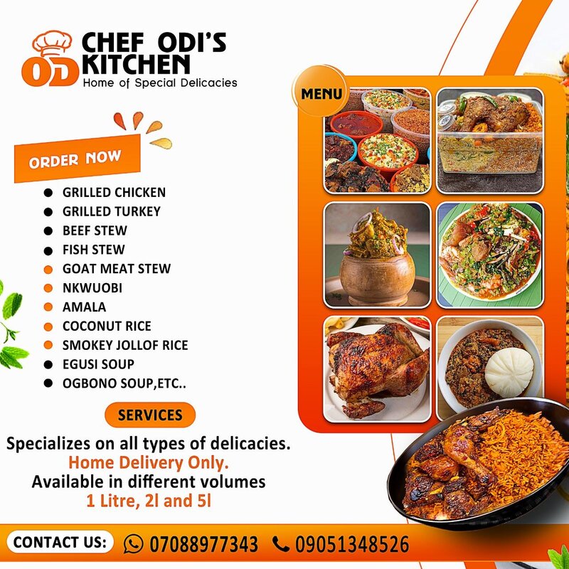 Chef Odi's Kitchen menu design